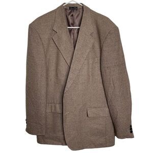 Enrico Gelini Collezione Mens Sportcoat 42R 100% Silk Single Lapel Tan Black
